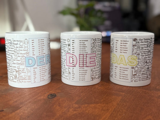 Tassen, die dir DER, DIE, DAS beibringen!