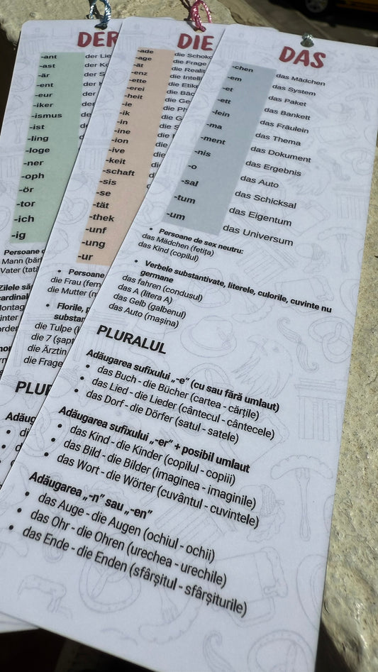 Semne de Carte Educaționale – (Der/Die/Das, Plural, Vocabular)